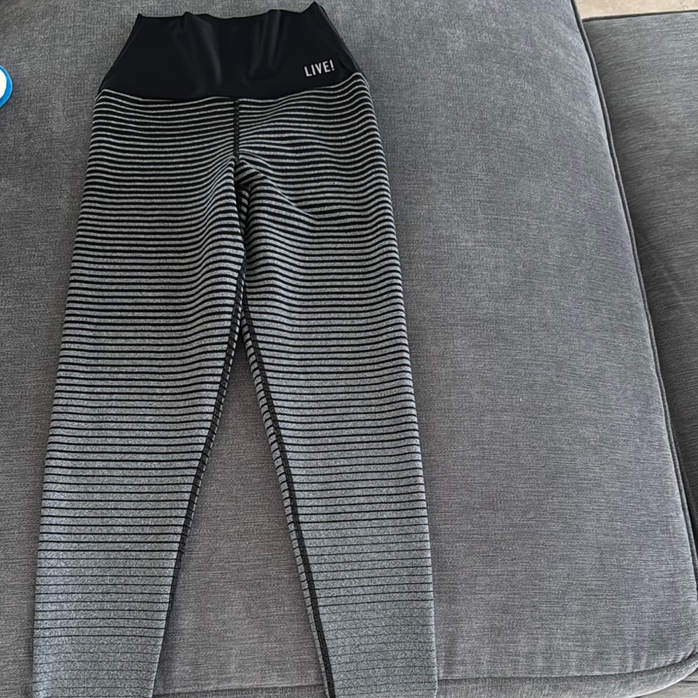 Woman’s Brand Live  Striped Black and Gray Leggings